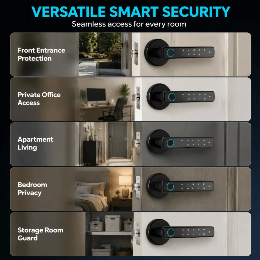 Security 4 in 1 Fingerprint Door Lock Tuya App Easy Installation Smart Door Lock Keyless Door Lock Office