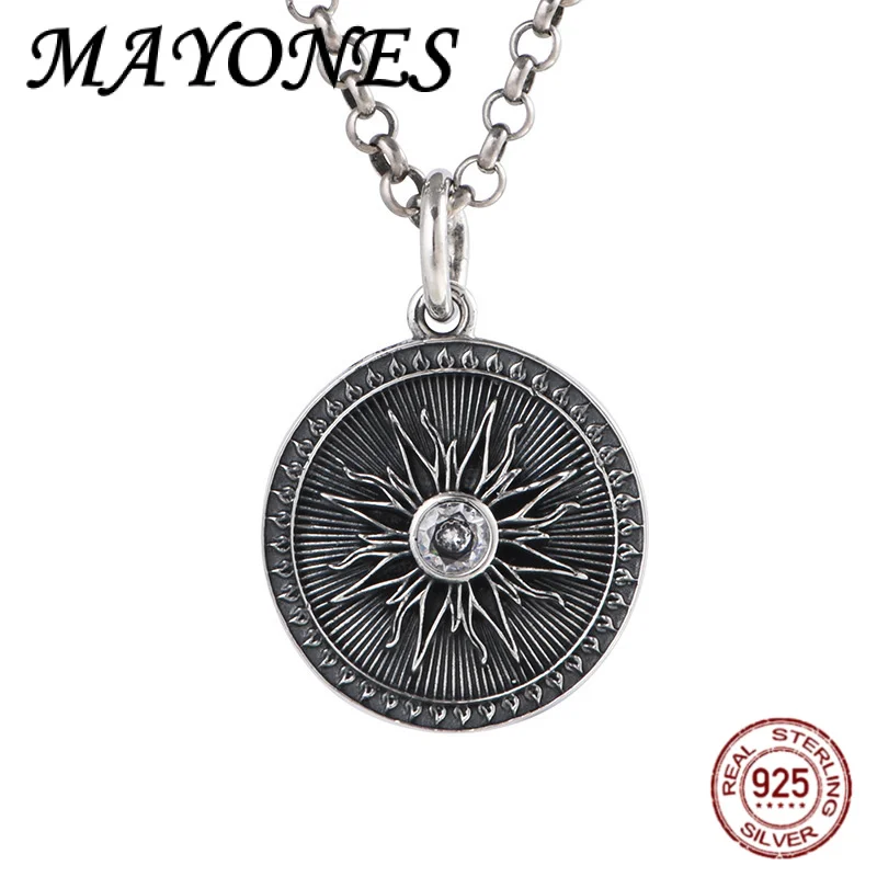 

Новый S925 серебряный ретро оригинальный дизайн звездное пламя круглый бренд мужской и женский персонализированный кулон
