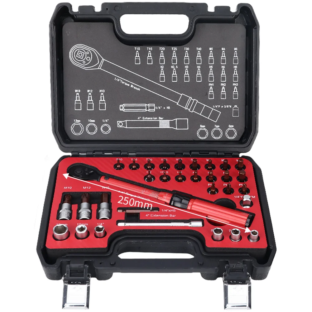 72 Tooth 1/4 Drive Adjustable Torque Tool Set With 32PCS Sockets High For Car Repair And Tight Space Maintenance Tasks