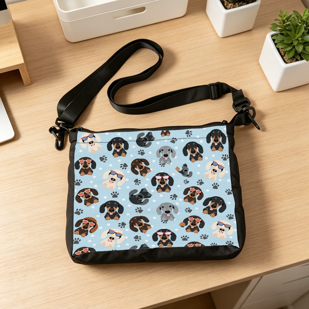 1pc Dog Pattern Crossbody Bag Light Blue Cute Puppy Print Shoulder Bags For Women Daily Use School Work Travel Fashion Accessory