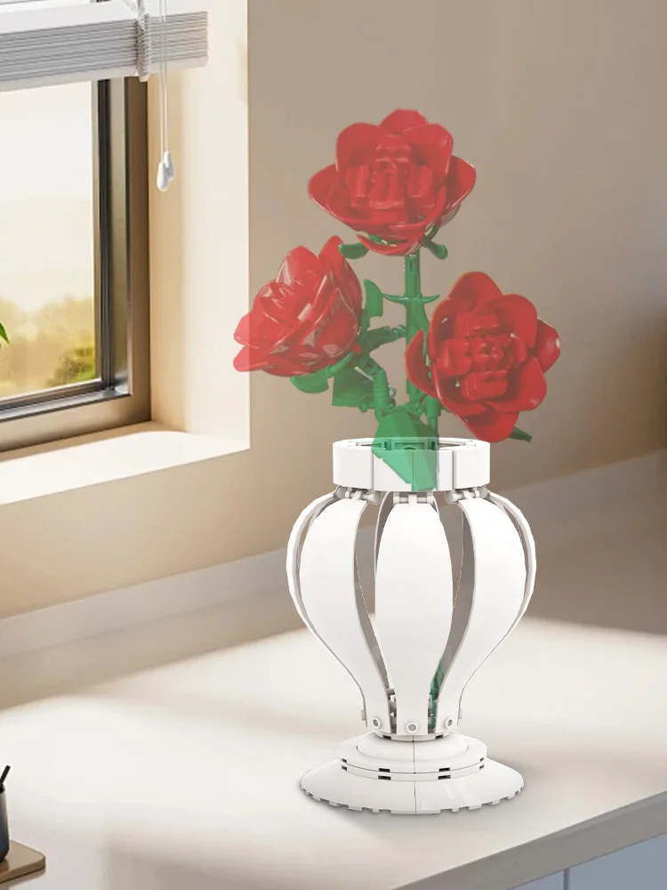 MOC – blocs de construction de Vase blanc 4 en 1, jouets, cadeau