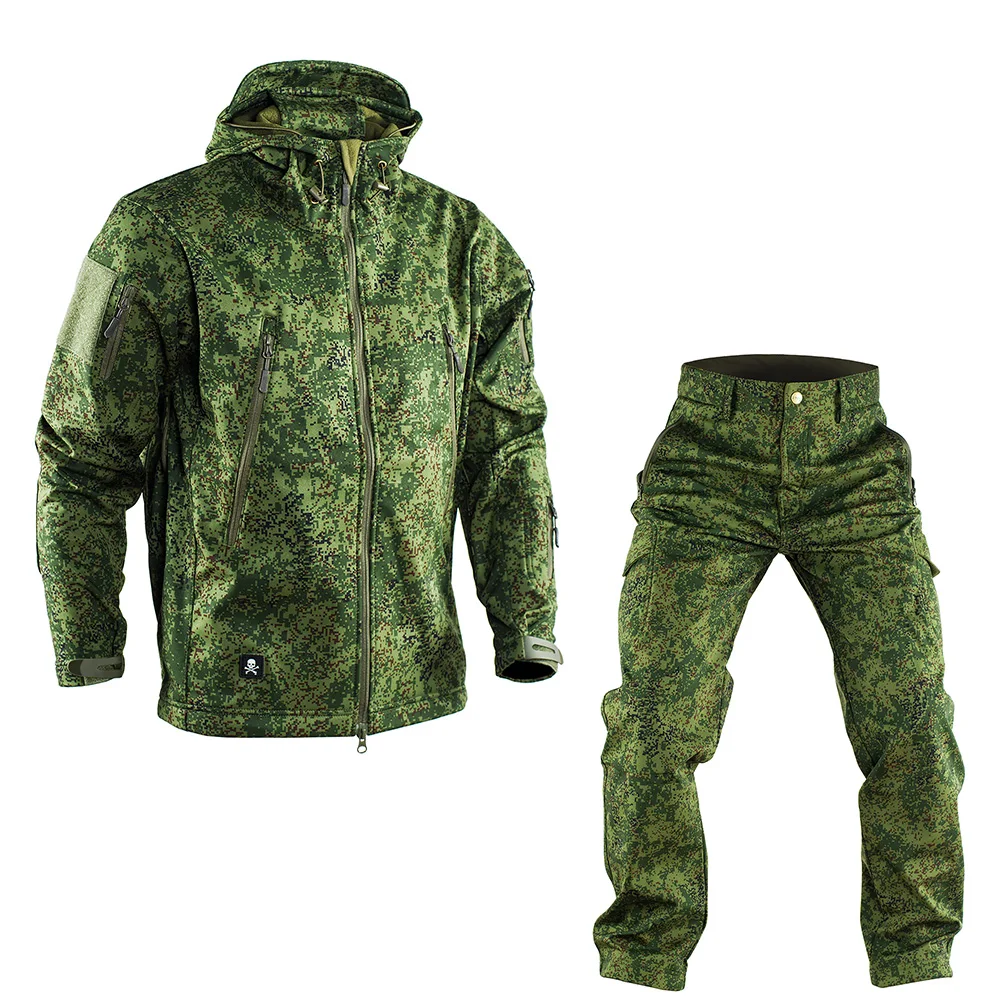 

2023Mege Brand Russion Camouflage Tactical Outdoors Uniform Outdoor Winter Working Clothing Fleece Warm Jacket And Pants Windpro