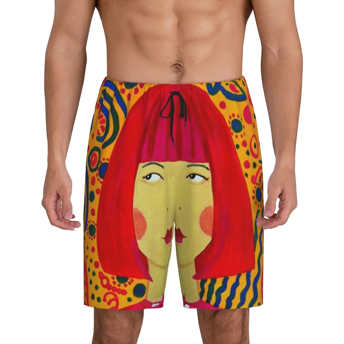 

Custom Yayoi Kusama Abstract Painting Short Pajama Pants Men Sleepwear Sleep Lounge Bottom Shorts Sleeping Pants