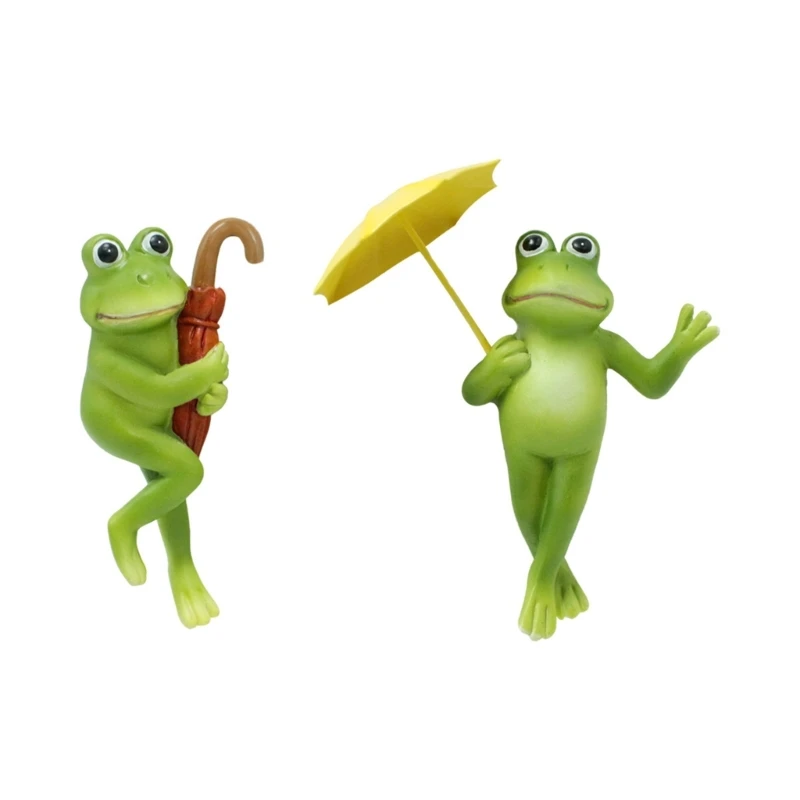 X22D 2Pcs Umbrella Frogs Flower Pot Pendant Outdoor Home Decoration Pendant Simulated Animal Resin Statue for Outdoor