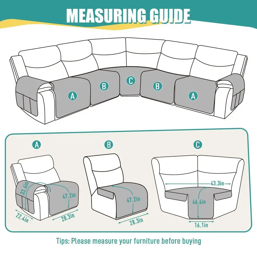 اضافية كبيرة كرسي الاقسام الأريكة يغطي غطاء أريكة مقاوم للماء للاستلقاء L شكل أريكة 5 مقعد مستلق الأريكة الاقسام C #3