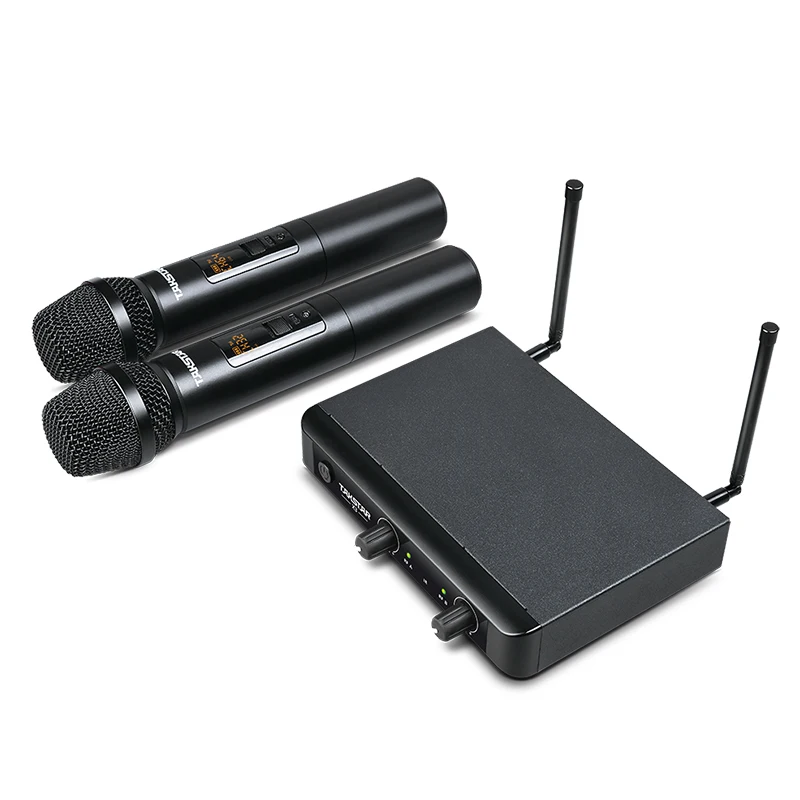 Wireless Microphone System, Metal Cordless Mic Set, Long Distance 150Ft,8 Hours Use