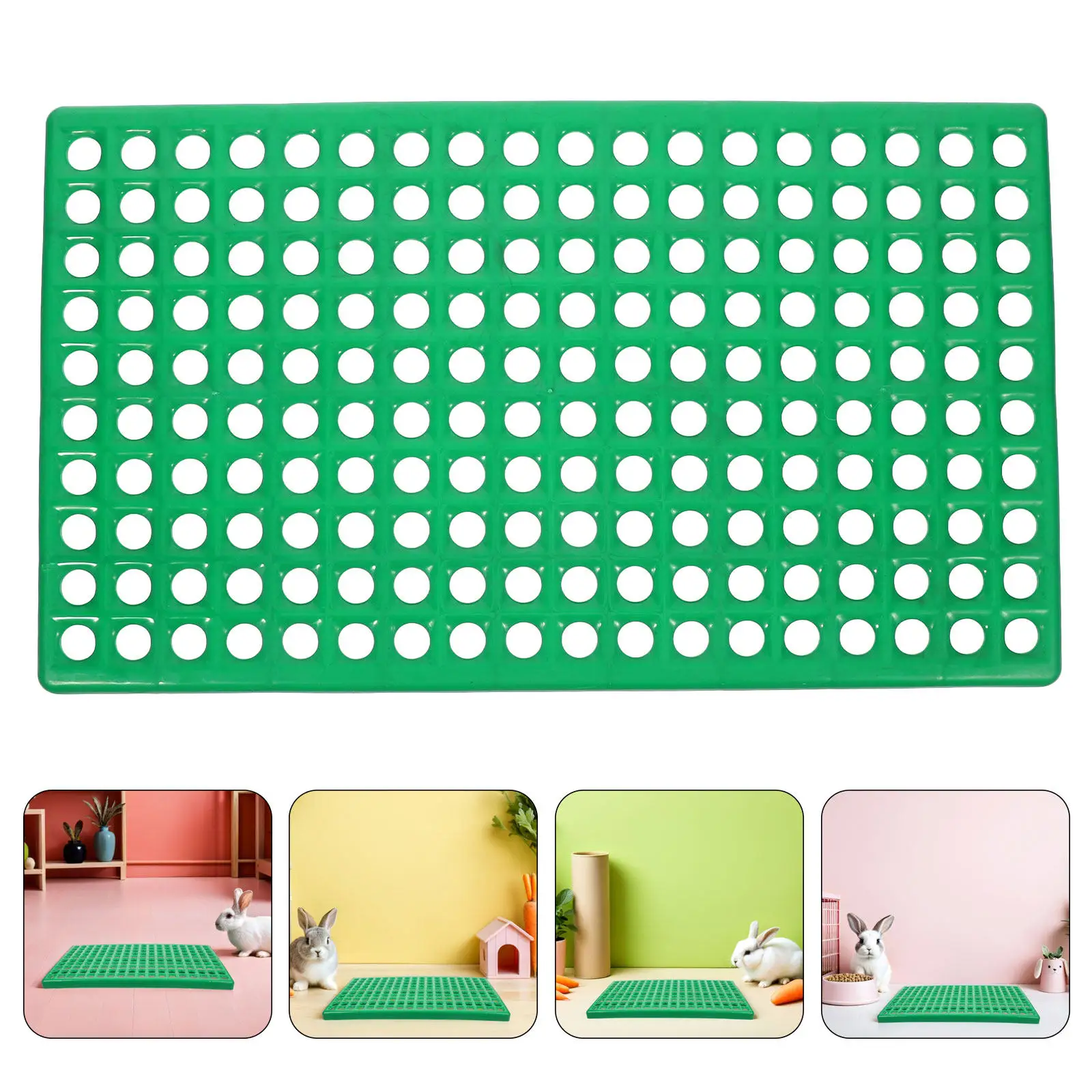 

3Pcs Rabbit Cage Accessories Plastic Waterproof Cage Mat Round Hole Design Anti-Chew Bunny Resting Mat for Indoor Outdoor Small