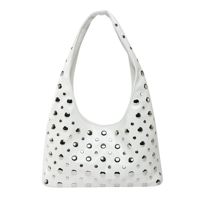 

Gypsophila Studded Bag for Women New Trendy Biker Style Tote Bag Fashionable Large-Capacity Handbag and Shoulder Bag