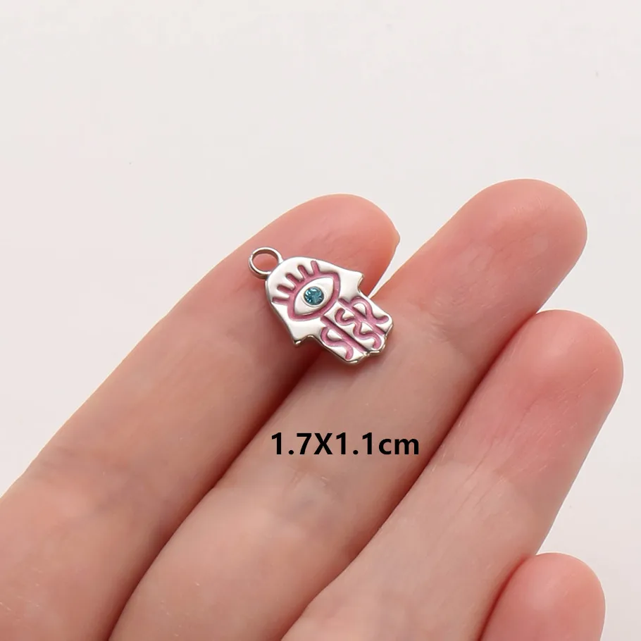2 Stück Rosa Hot Pink Emaille Vintage Sonne Mond Stern Anhänger Edelstahl Charms für Schmuckherstellung DIY Schlüsselanhänger Charm – Detail 18