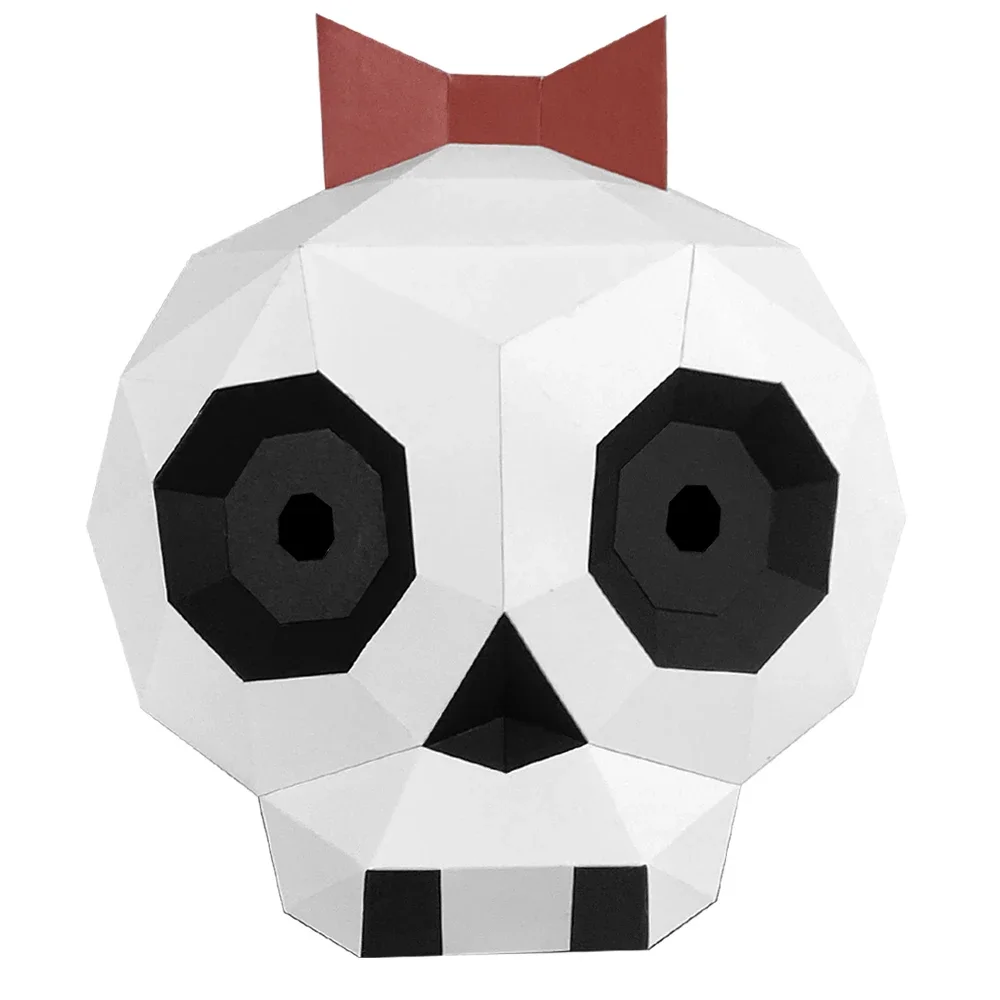 Molde de papel 3D para disfraz de Halloween para hombre y mujer, máscara de cabeza de calavera pequeña, accesorios de fiesta, manualidades DIY