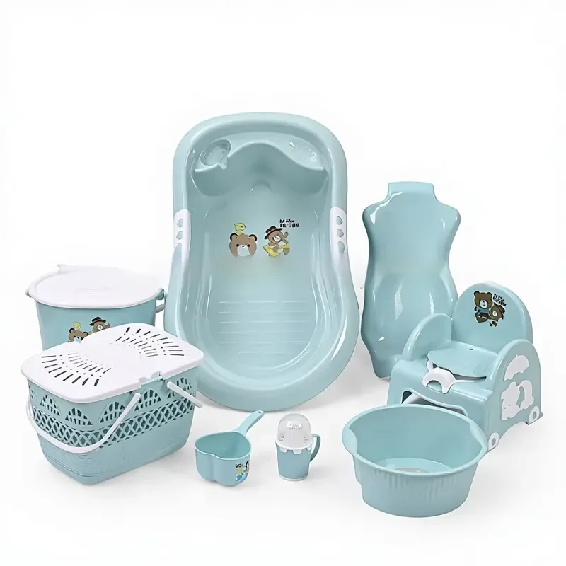 Newborn eight-piece set Thickened plastic baby bath set Maternal and infant gifts