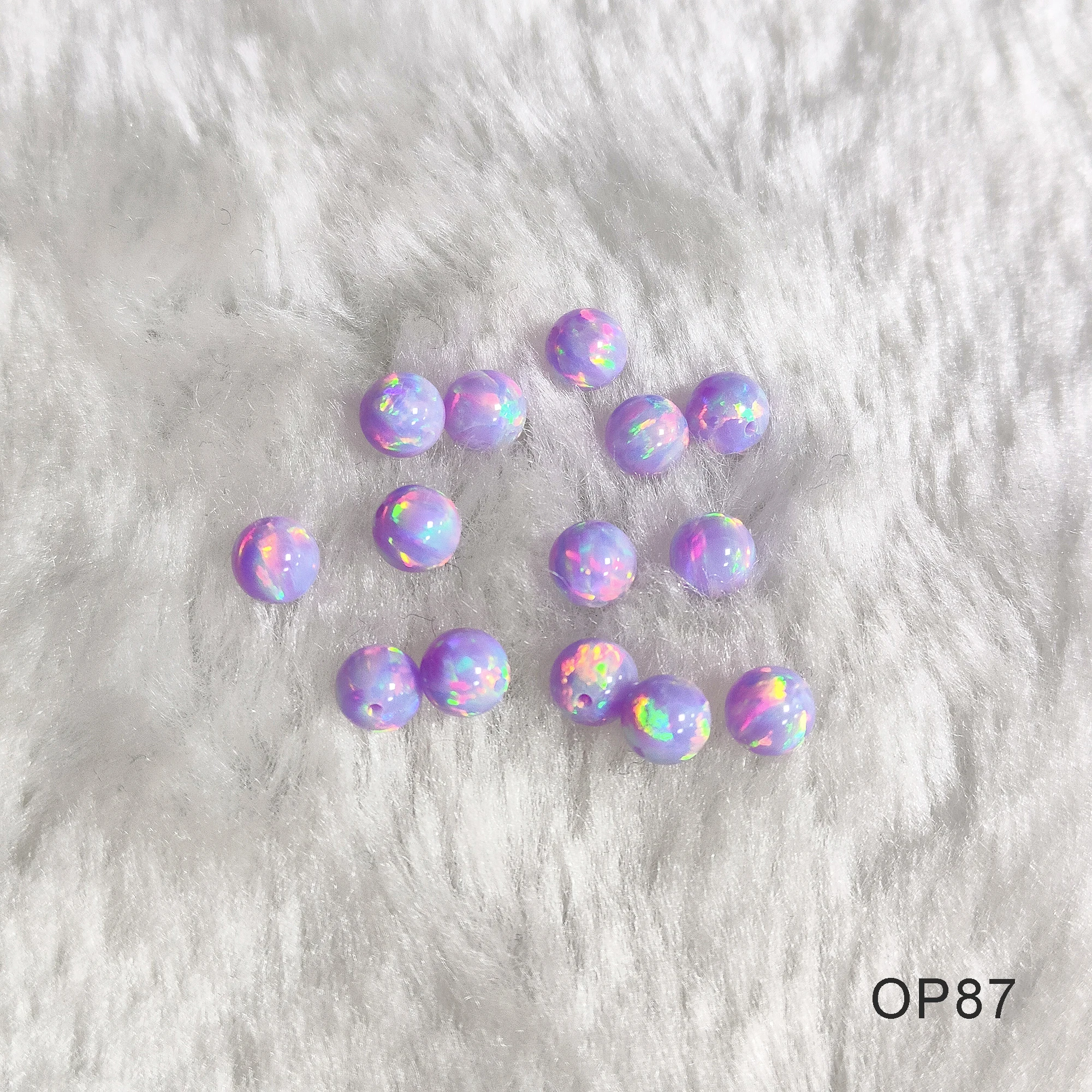 20/50pcs Unicorn Light Purple Beads for Jewelry Making 2mm--8mm Lab Grown Fire Opal Bead with Hole