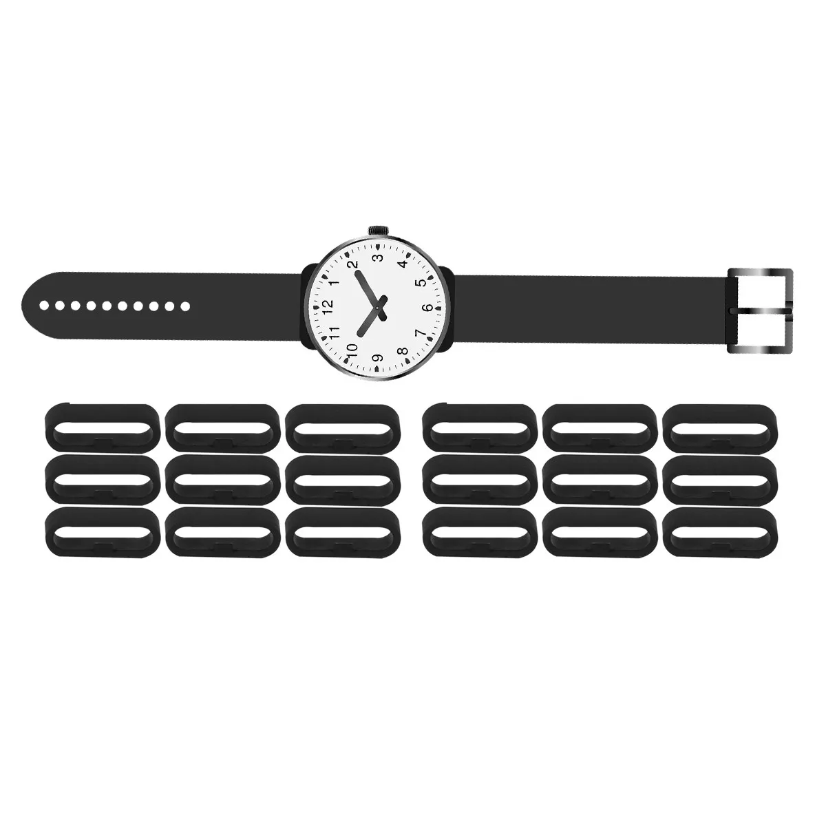 20Pcs 20Mm Silicone Watch Band Keeper Retainer Buckle Holder Anti-Slip Secure Fastener for Smartwatch Bands