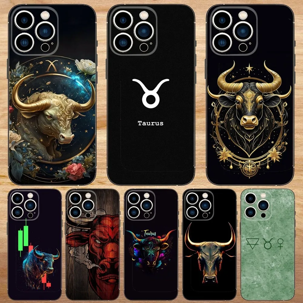 Taurus bull Phone Case For iPhone15,14,13,12,11,Pro,Max,Plus,Mini,X,XS,XR,8,7,6,S,Plus,SE Soft Black Case