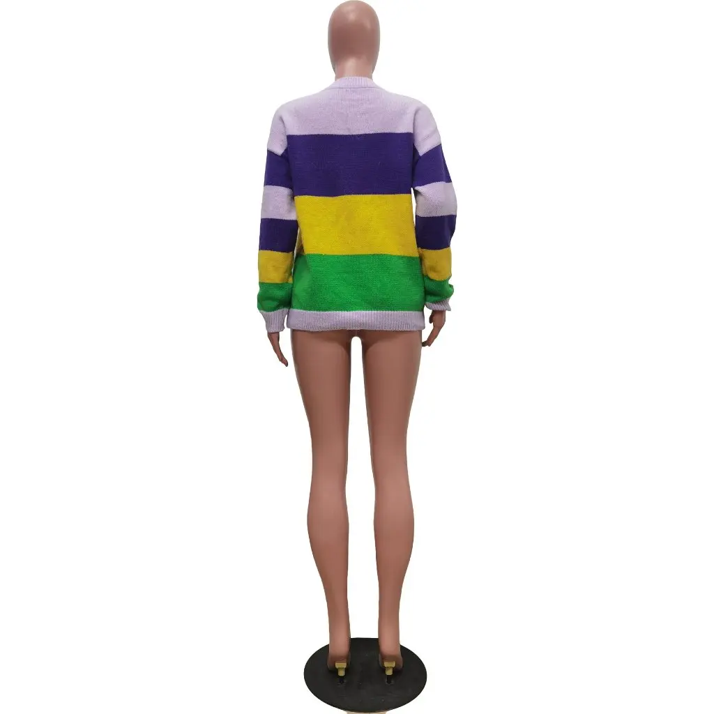 

Women's Casual round Neck Sweater with Color Matching Sequins Long Sleeve European And American Style Fashion