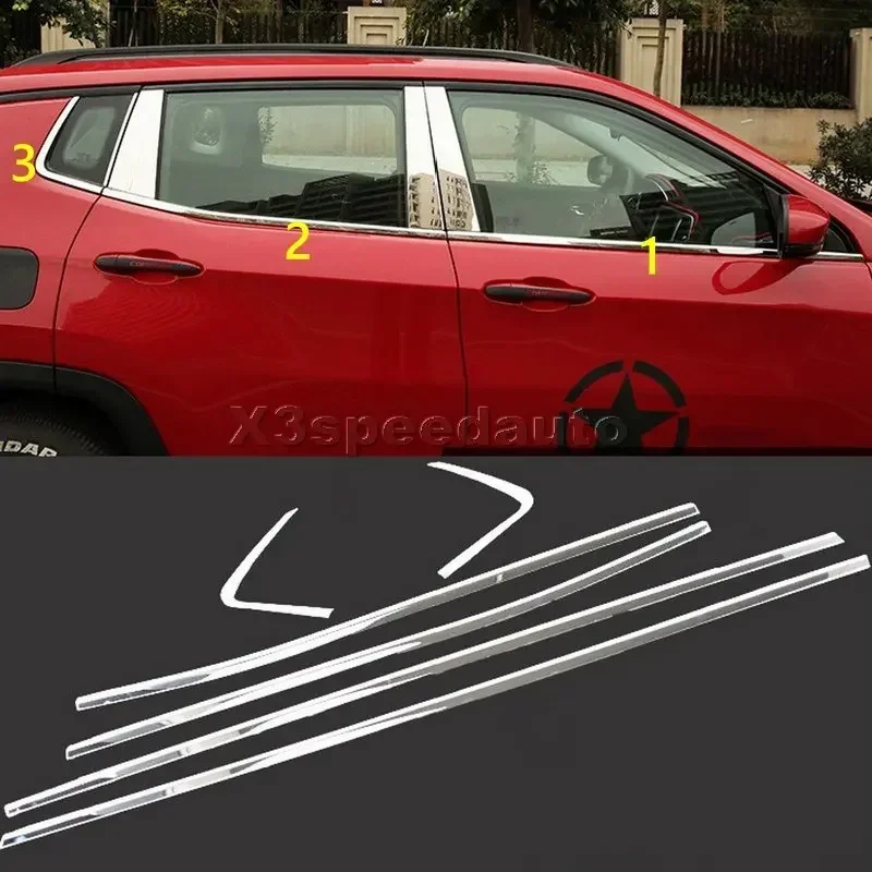

Автомобильный Стайлинг для Jeep Compass, дверное окно, нижняя накладка на порог для 2017-2018, 6 шт., нержавеющая сталь
