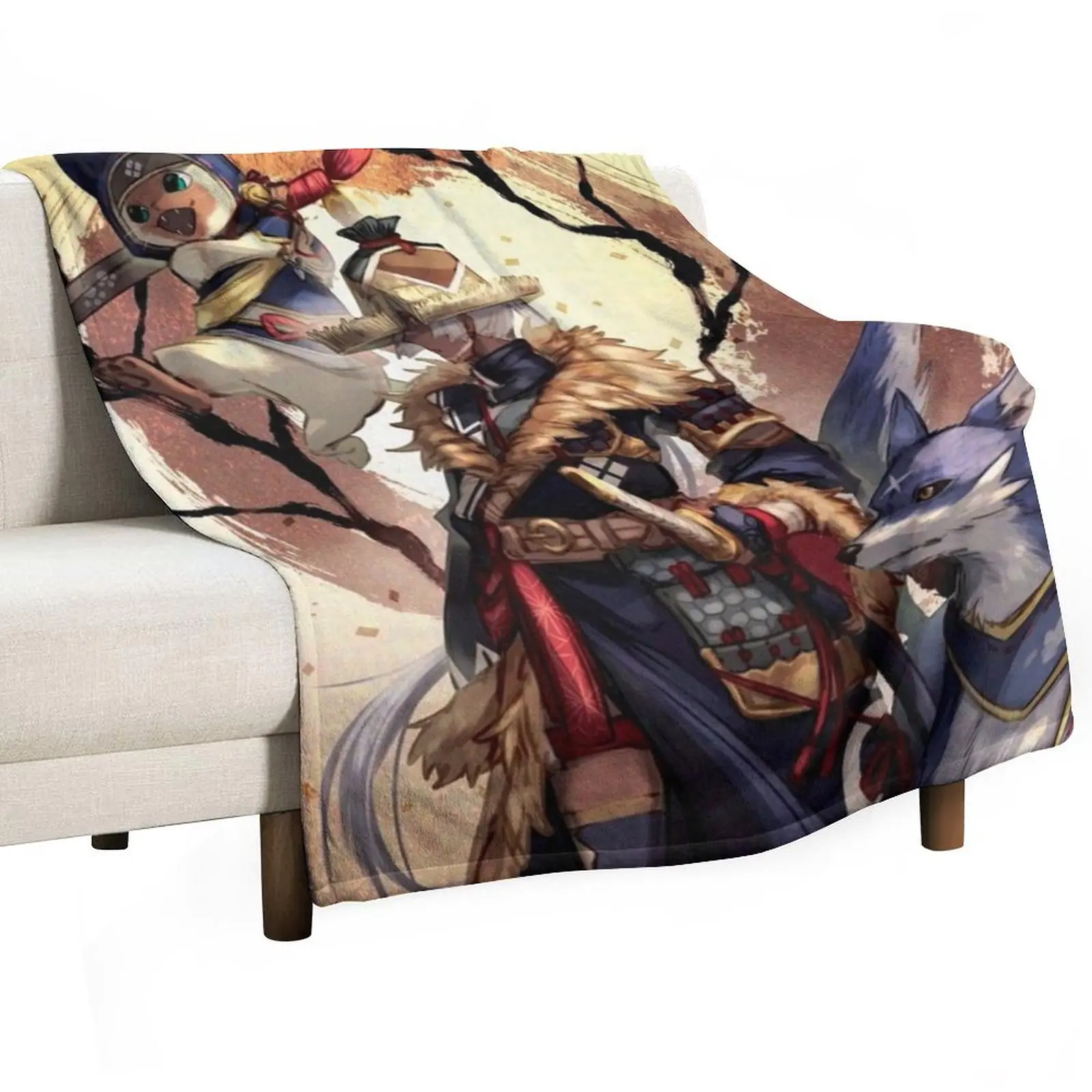 Monster Hunter Rise Throw Blanket Single Multi-Purpose Summer Retros Warm Flannels Blankets