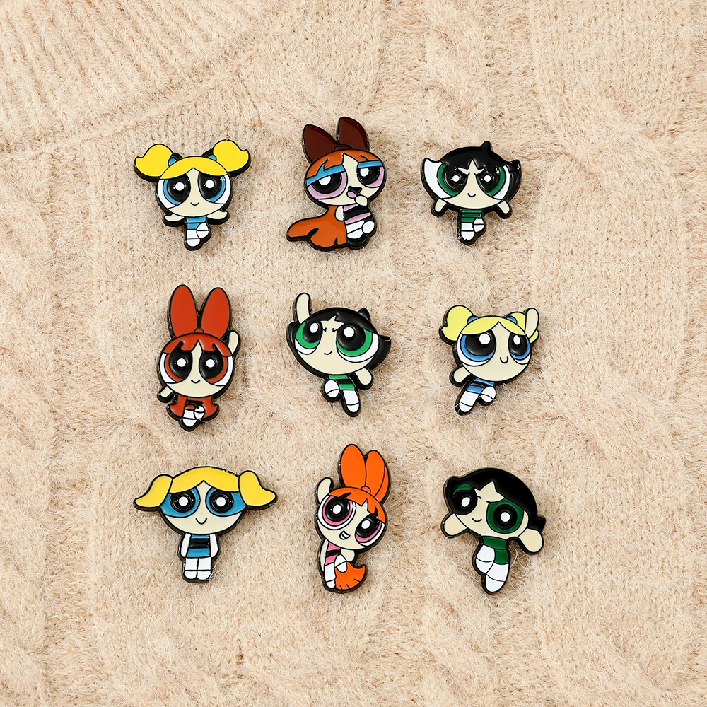 The Powerpuff Girls Lapel Pin Anime Badges on Backpack Metal Enamel Brooch Cartoon Jewelry Clothing Accessories Gifts image 4