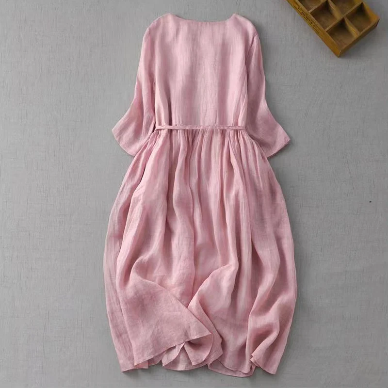 Women Dresses Summer 2024 New Elegant Ruffles Casual Loose Sundress Vintage Holiday Beach Dress Short Sleeve Lace Up Maxi Dress