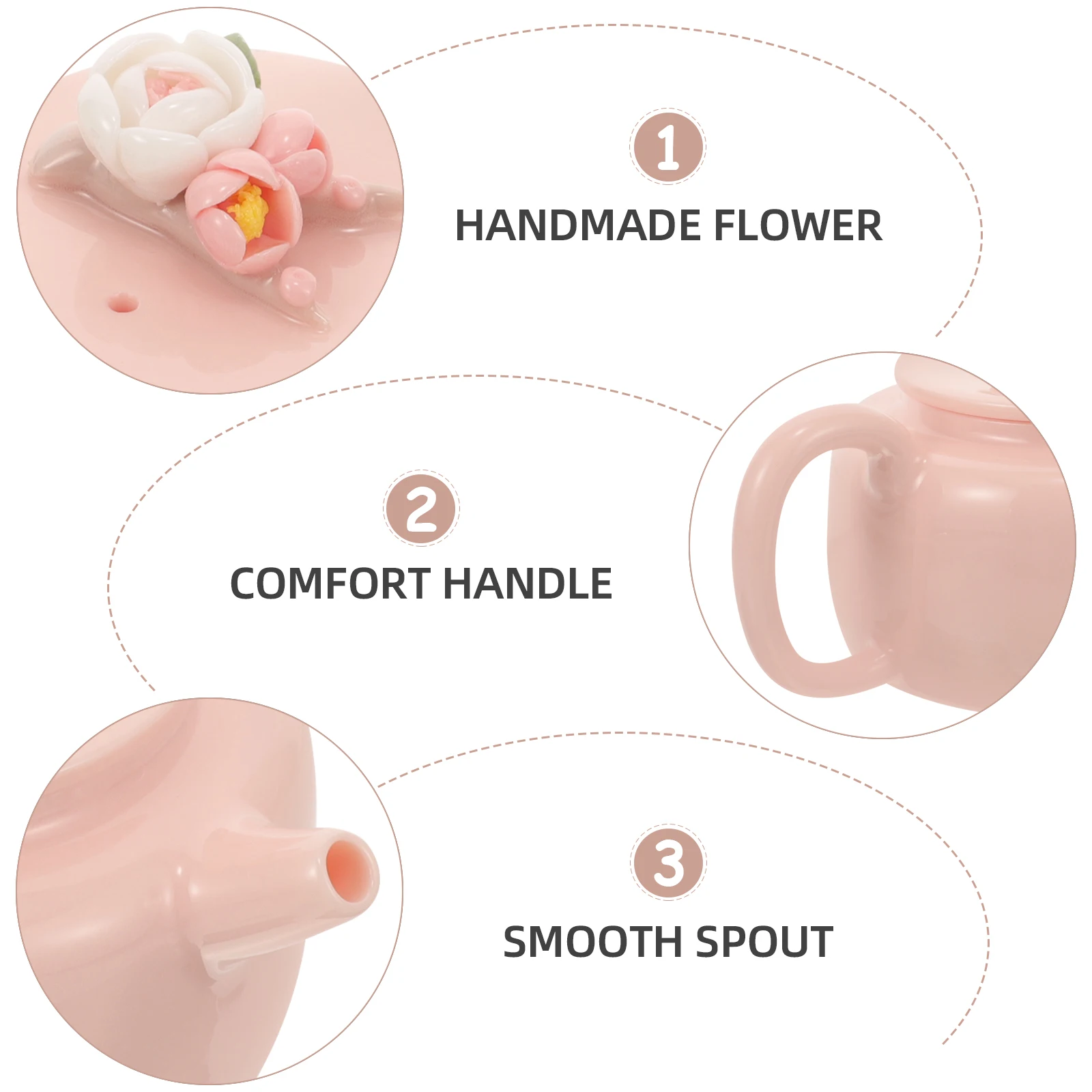 

Handmade Pinch Flower Ceramic Teapot Elegant Traditional Chinese Style Tea Pot Compact Ceramic Teakettle For Home Office Tearoom