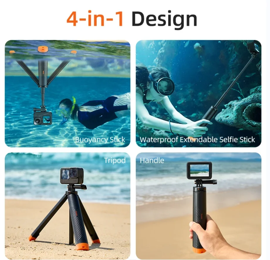 Insta360 X5/X4/X3/ACE/PRO/GO3/GO3S DJI OSMO Action 5 Pro 4 3/GoPro Hero13 12 11용 TELESIN 삼각대 플로팅 셀카봉