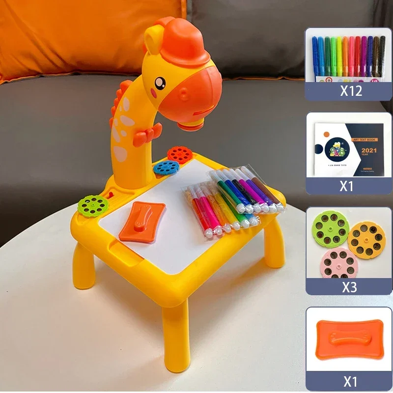 Children led projector drawing table painting set educational board learning tools painting toys for children