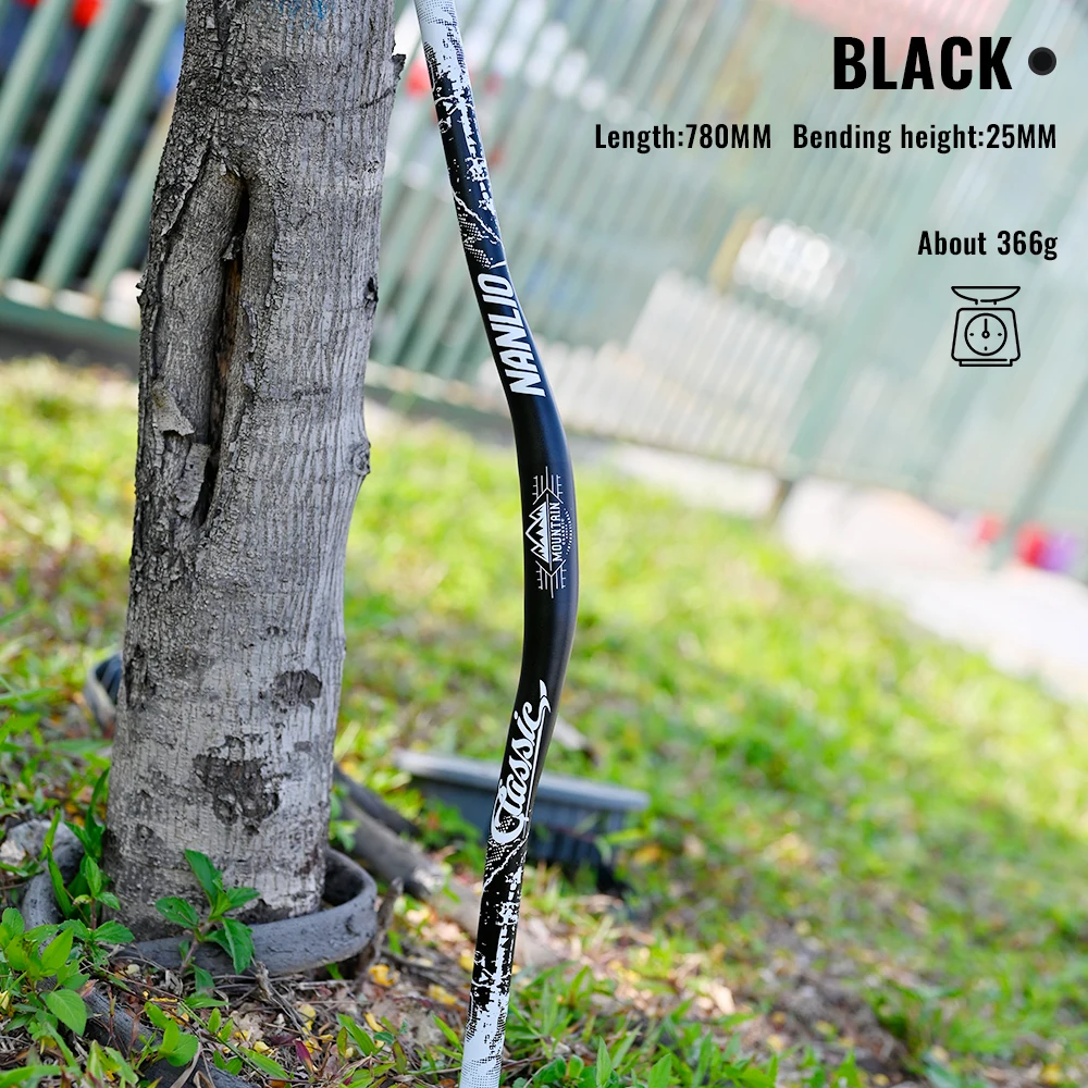 Nanlio Bunter 31,8 mm MTB-Riser-Lenker – 720/780 mm große Schwalbenstange, leichte Aluminiumlegierung für Mountainbikes und Rennräder – Detail 1