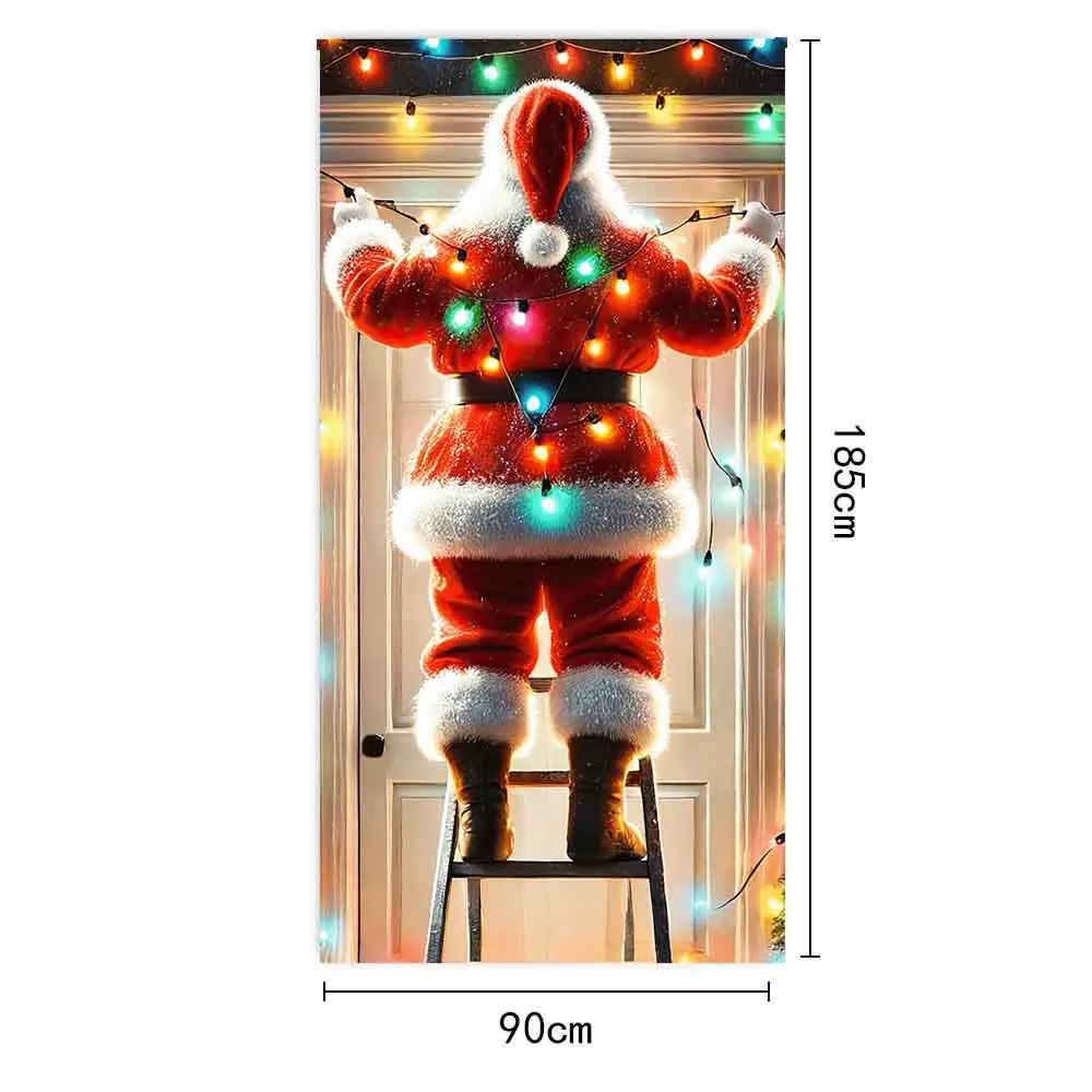 Grande couverture de porte de Noël du père Noël, décoration extérieure de Noël, toile de fond de con