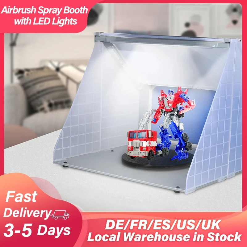 Portable Airbrush Spray Booth with LED Lights Painting Spray Booth Exhaust Fans with Filter DIY Painting Modeling Arts Crafts