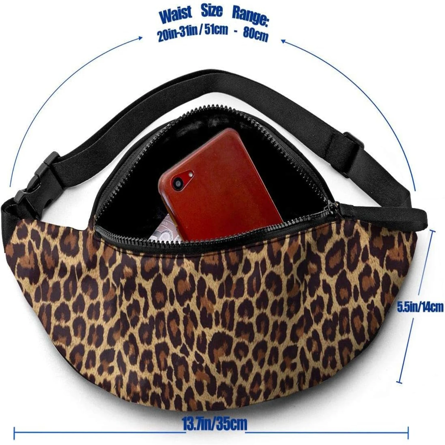 Leopard Waist Pack Bag - Stylish, Adjustable - Perfect for Travel, Parties, Festivals, Hiking