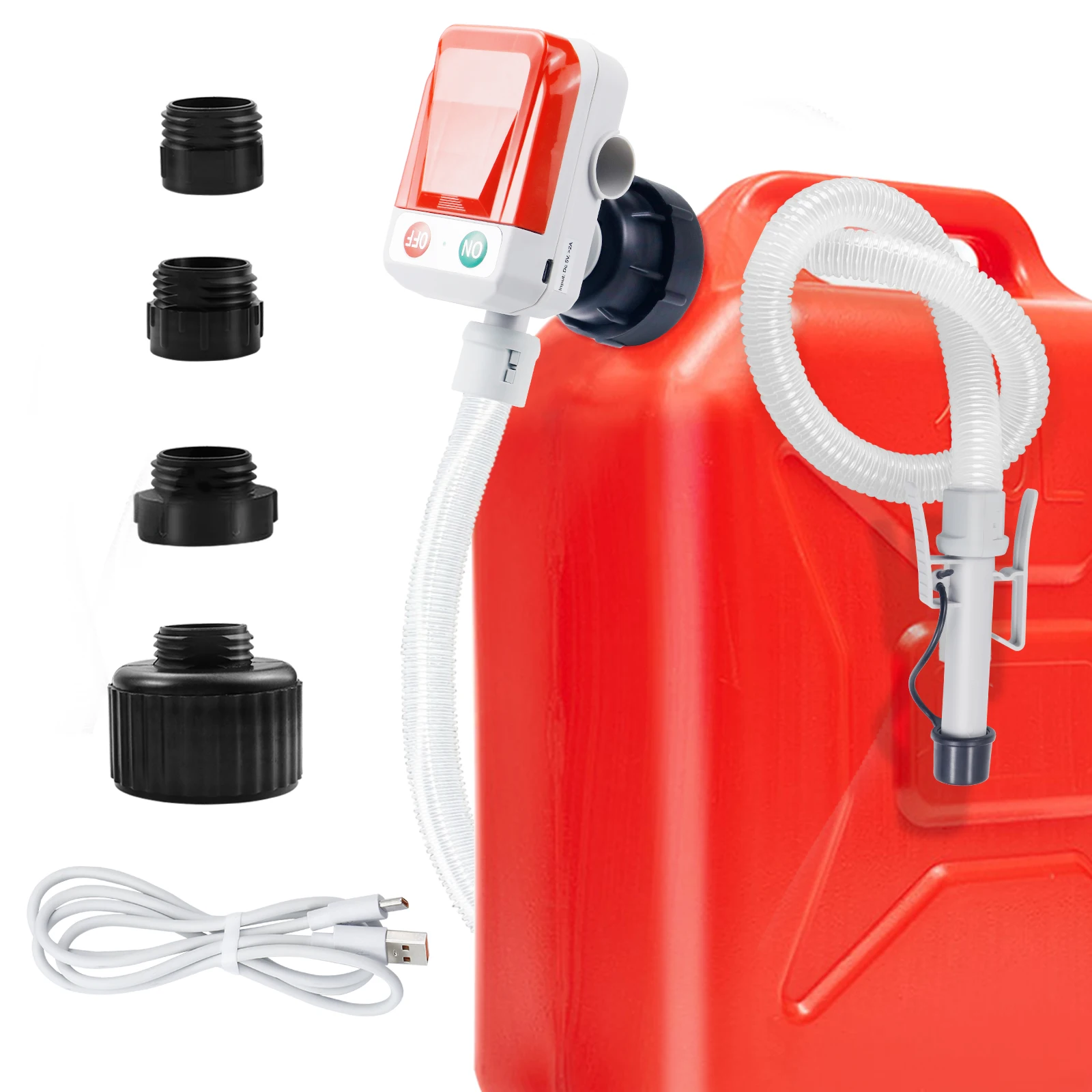 Electric Fuel Transfer Pump with Auto Stop, Dual Power Supply, 3.2GPM Portable Gasoline Diesel Pump with Adapters