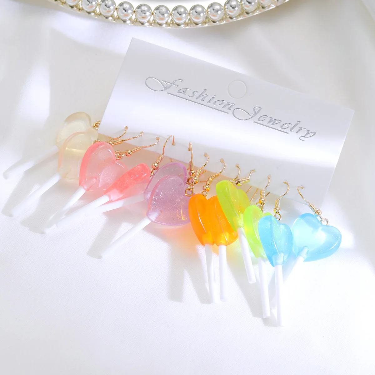 KADRUFI New Fashion Dopamine Colorful Girls Heart Lollipop Drop Earrings Set for Women Sweet Cute Cartoon Earring Jewelry Gift