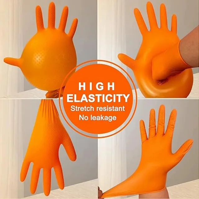 Heavy Duty Disposable Nitrile Gloves 8Mil Extra Thick Mechanic Glove with Textured Grip Antislip Safety Work Gloves 6