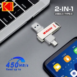 Originale KODAK USB3.2 Pen Drive Mini SSD 1TB 512GB memoria Flash USB ad alta velocità 2 in1 Type-C Flash Drive USB Flash Drive Pendrive