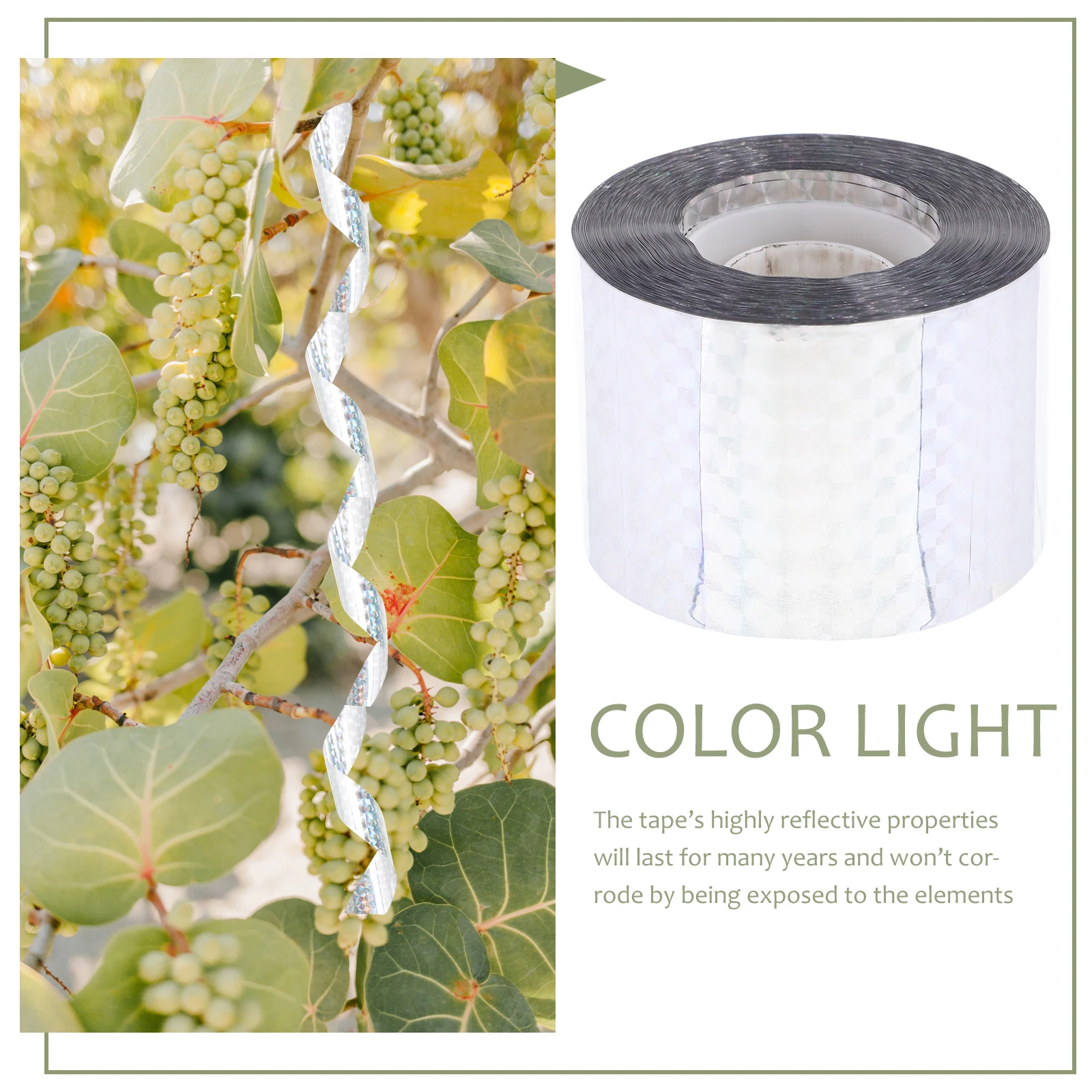 

Extra-Long Bird Scaring Reflective Tape Multi-Use Deterrent Ribbon Garden Orchard Farm Balcony Wind Twisting Repellent