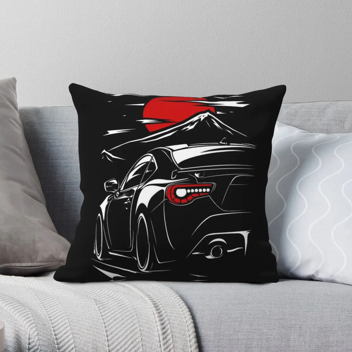 

GT86 Hachiroku Square Pillowcase Polyester Linen Velvet Creative Zip Decorative Throw Pillow Case Car Cushion Cover 18"