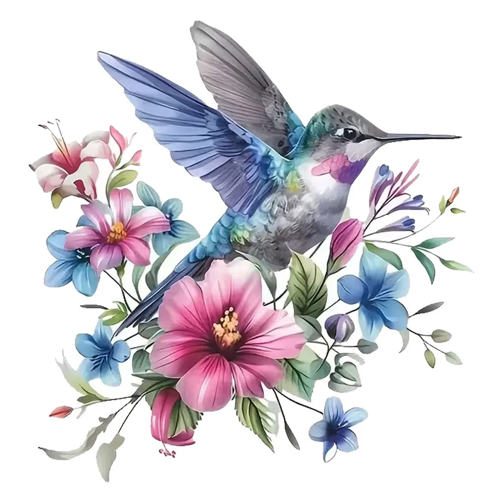 QT2583#Vibrant Hummingbird And Flower High-grade Waterproof Vinyl Stickers Suitable for Laptop, Car, Truck, Van,