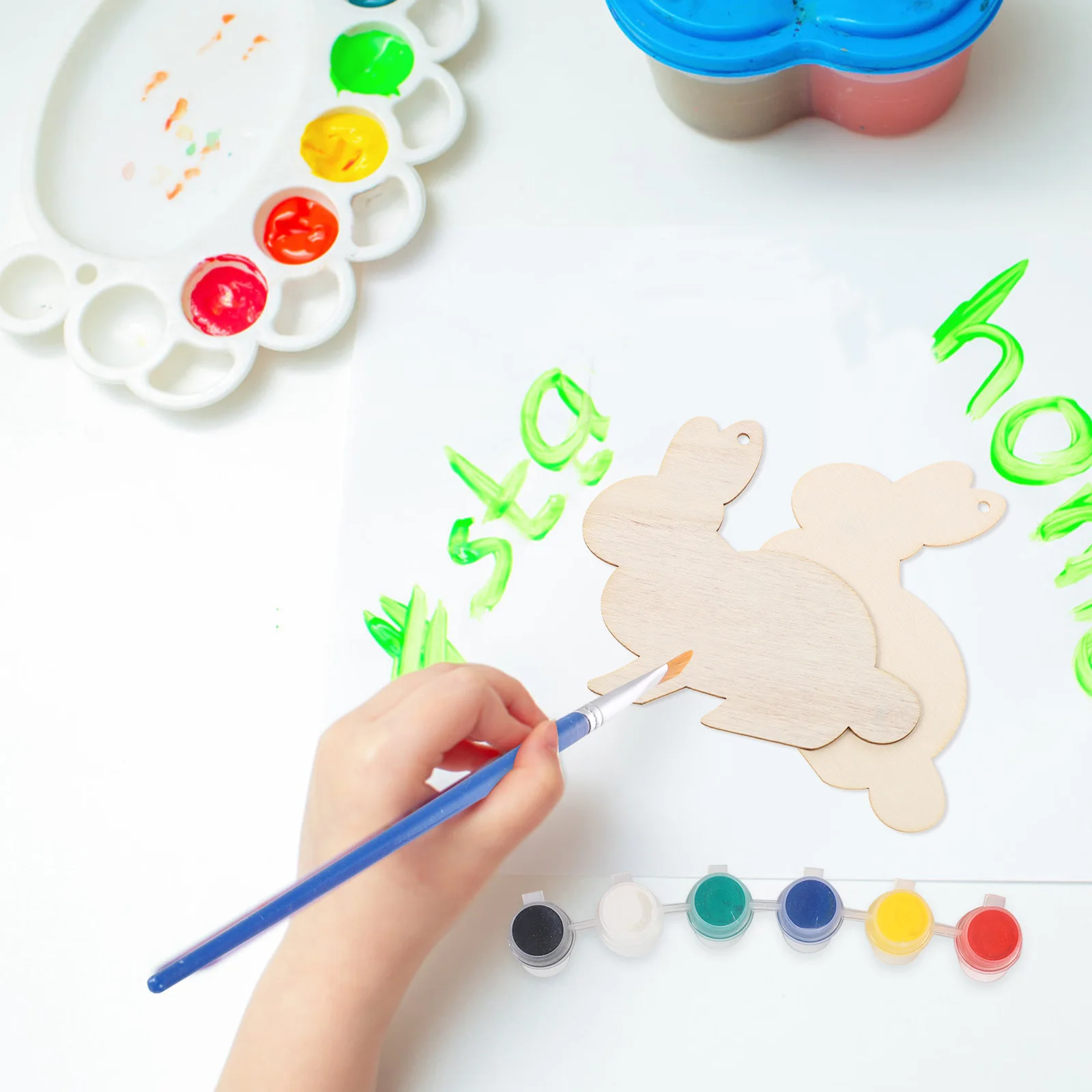 

20Pcs Rabbit Wooden Pendants DIY Log Wood Chips Hanging Ornaments Home Party Festival Decoration Wooden Ornaments