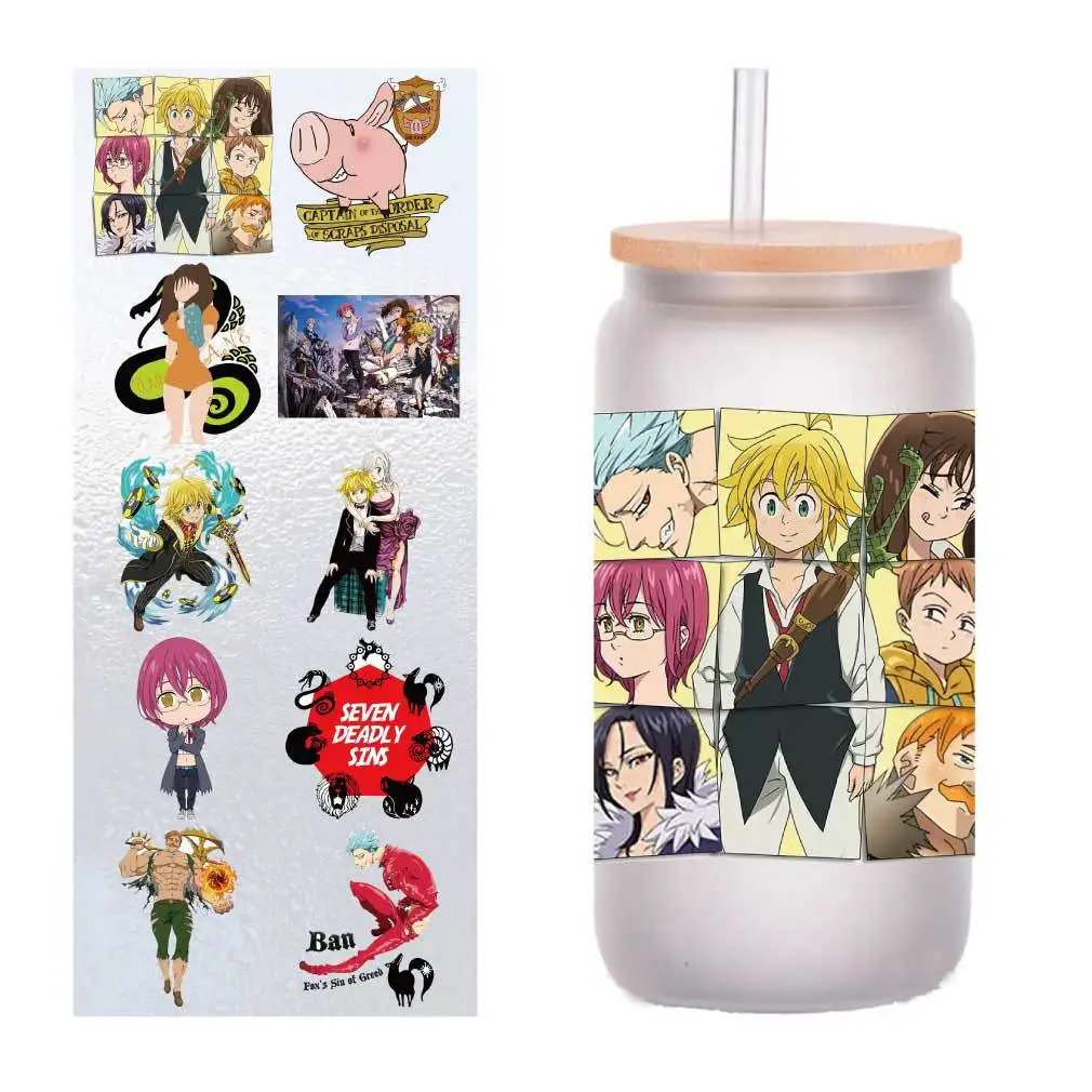 

10 sheets/pack of seven sins Melodas UV transfer sticker Crystal label pen cup sticker customized four inches