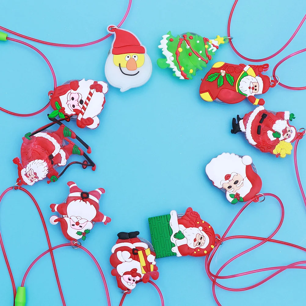 

12 Pcs LED Glowing Pendant Lightweight Comfortable Wear Christmas Flash Rope Necklaces Halloween Ornaments Festival Kids Party