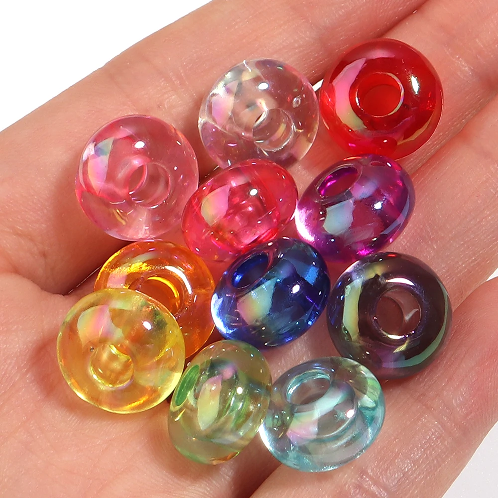 20 Stück farbige Muschel-Perlen aus transparentem Acryl, große Lochperlen, Rad-Abakus-Perlen für die Schmuckherstellung, DIY-Armband-Zubehör – Detail 5