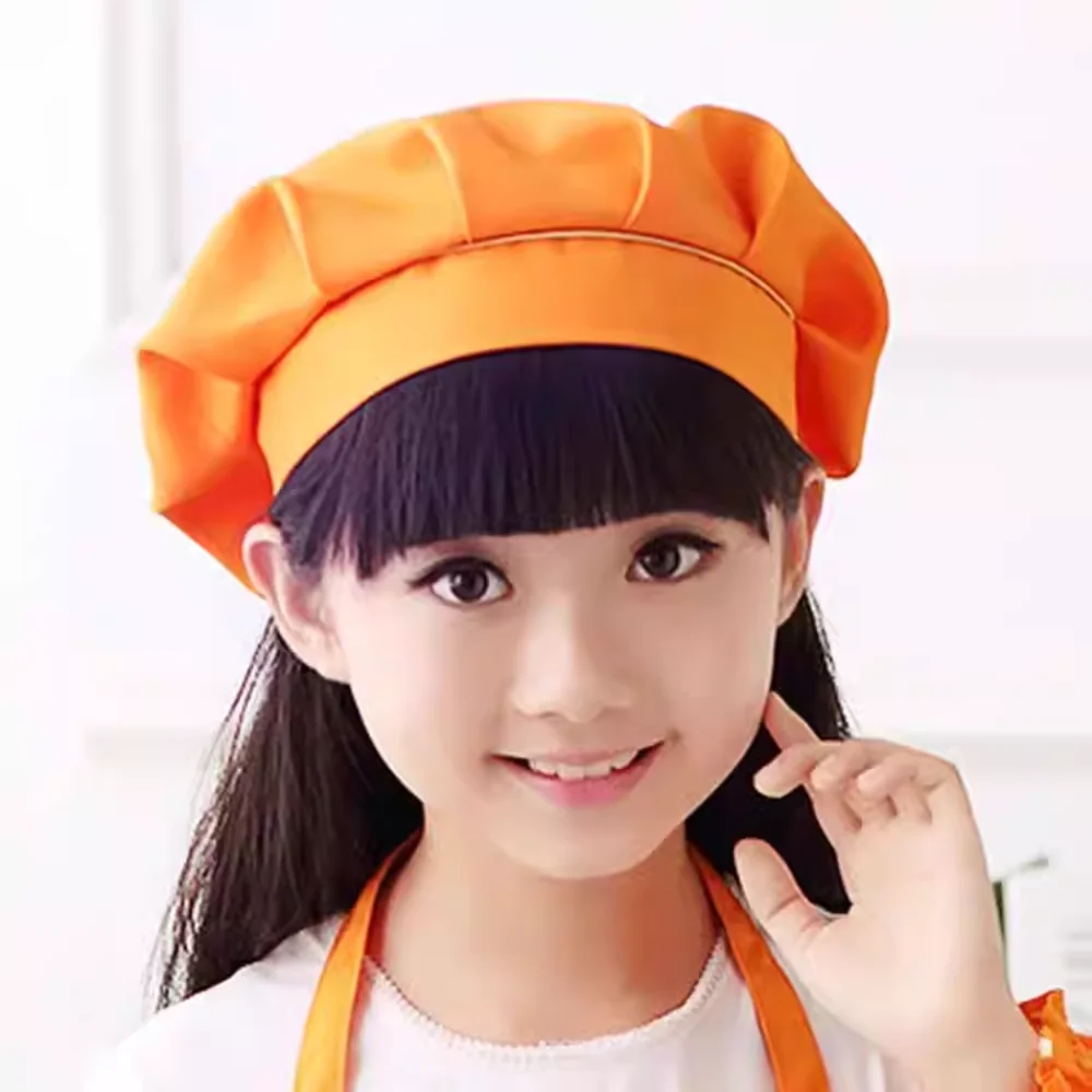 

Детская поварская шапка с усиленной защитой и кухонный фартук, комплект из полиэстера для уроков рисования и школьных мероприятий