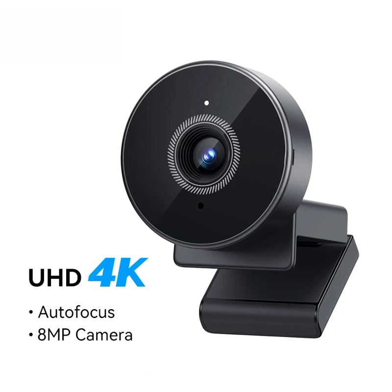 4K UHD Webcam, 1080P 60FPS Web Camera, Built‑in Microphone, Mini USB Webcam for Desktop Laptop Computer