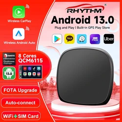 Android 13 Rhythm CarPlay AI Box Qualcomm SM6115 Wireless Android Auto Smart TV Box SIM 4G LTE WiFi Hotspot For Netflix YouTube