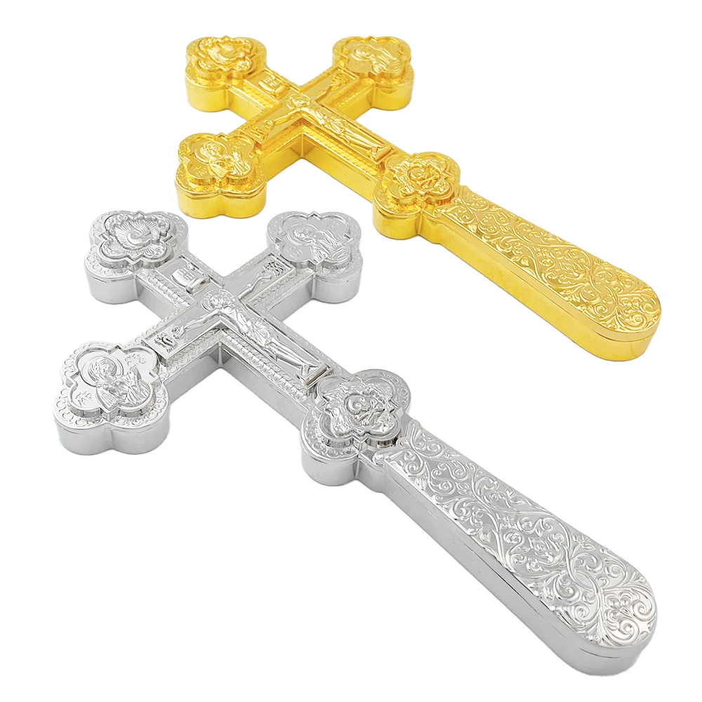 HTISOK Orthodox Cross Church Hand Jesus Crucifix Cross Zinc Alloy Cross Religious Gift Prayer Supplies Orthodox Church Cross