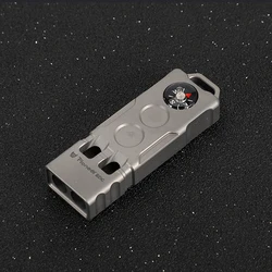 Compass Survival Whistle Titanium Alloy High Decibel Dual Frequency Whistle Waterproof Dustproof Outdoor Camping EDC Multitool