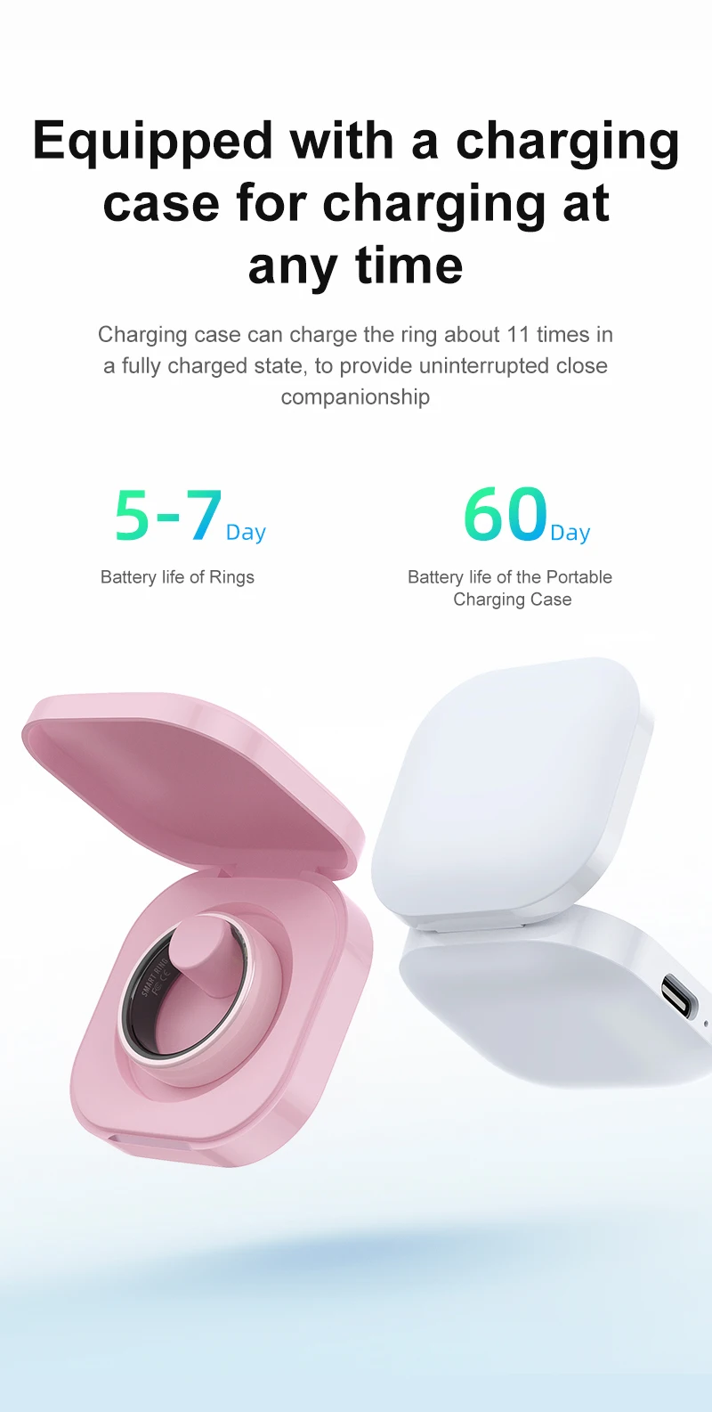 R12 Smart Ring Männer Frauen Geste Kontrolle Gesundheit und Schlaf Monitor Multi Sport Modus 5ATM Wasserdicht Smart Ring mit Lade Fall – Detail 12