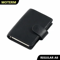 Moterm-planificador de anillos A8 Regular de cuero curtido vegetal de grano completo, cuaderno de tamaño Mini de 5 agujeros con organizador de anillos de 15 MM, diario de viaje