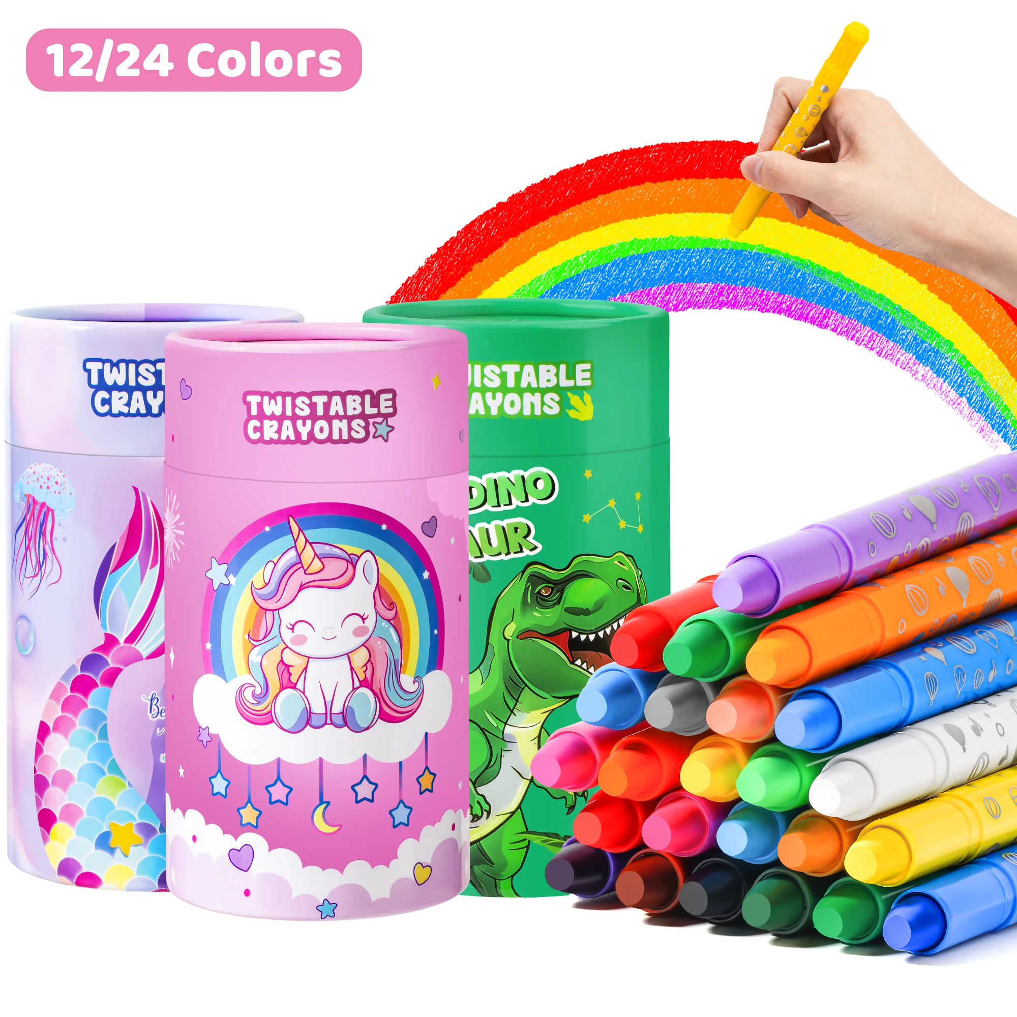 12/24 Colors Unicorn Crayons color set For Kids Washable Paintings Children Quick Drying Wax Crayons For Baby New Year Gift