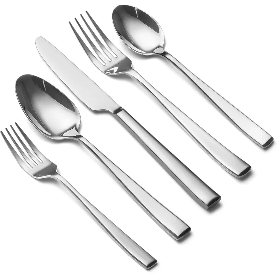 

Набор столовых приборов из 20 предметов для 4 столовых приборов премиум-класса из нержавеющей стали, наборы столовых приборов с зеркальной полировкой, сверхпрочный и твердый современный набор
